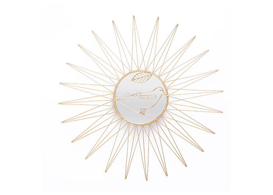 Hanging  Sunburst Vintage Bird Metal Wall Art Mirror