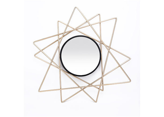 Modern Small Black Gold Starburst Metal Wall Art Mirror