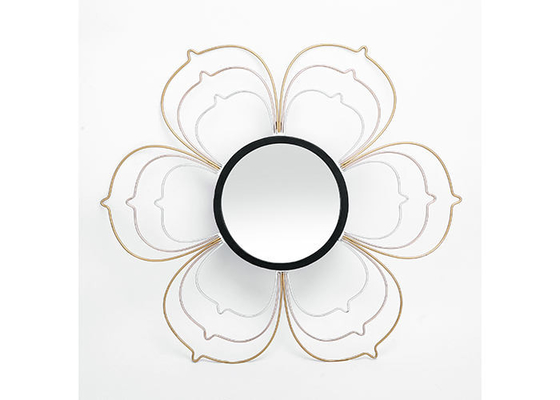 Black Silver Gold Metal Floral Frame Decorative Wall Mirror Small Size For Wall Decoration