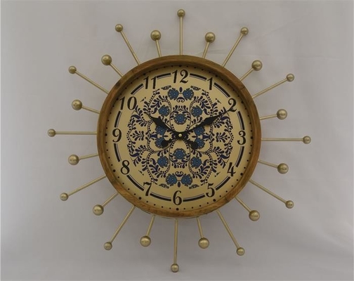 Metal Frame Non Ticking 56x56x6cm Decorative Wooden Clocks