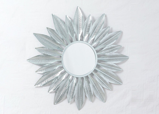 Living Room Ginkgo Leaves Sunburst Metal Wall Art Mirror