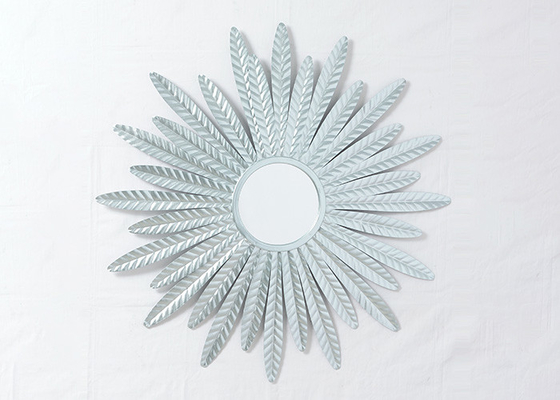 Living Room Ginkgo Leaves Sunburst Metal Wall Art Mirror