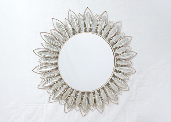 Living Room Ginkgo Leaves Sunburst Metal Wall Art Mirror