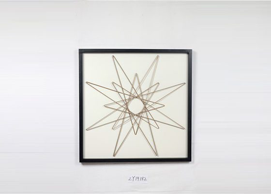 Metal Leaves Design With Black Rectangle Wooden Frame Wall Art Decoration For Home Gallery Hotel