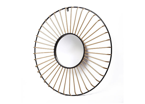 Simplify Black And Gold Round Mirrored Metal Wall Art For Outdoor Indoor Decor