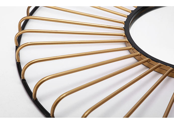 Simplify Black And Gold Round Mirrored Metal Wall Art For Outdoor Indoor Decor
