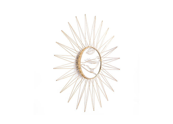 Hanging  Sunburst Vintage Bird Metal Wall Art Mirror