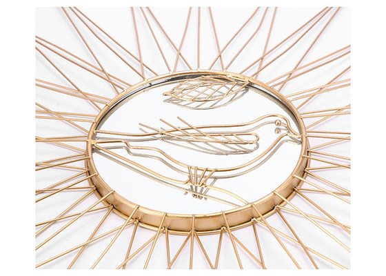 Hanging  Sunburst Vintage Bird Metal Wall Art Mirror