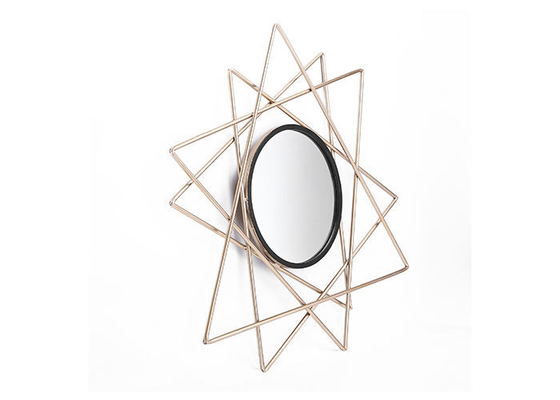 Modern Small Black Gold Starburst Metal Wall Art Mirror