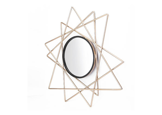 Modern Small Black Gold Starburst Metal Wall Art Mirror
