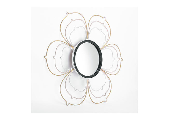 Black Silver Gold Metal Floral Frame Decorative Wall Mirror Small Size For Wall Decoration