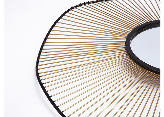 Decorative Black Gold Round Modern Sunburst Mirror