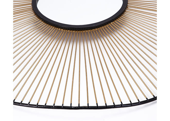 Decorative Black Gold Round Modern Sunburst Mirror
