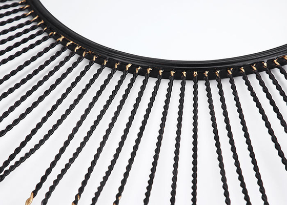 Metal Round Sunburst Wall Mirror Black Frame Dotted With Gold Color For Wall Decoration
