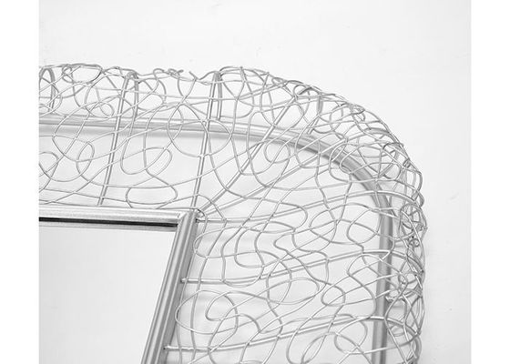 Wall Mirror Silver Square Carved Metal Frame Square Mirrored Wall Decoration