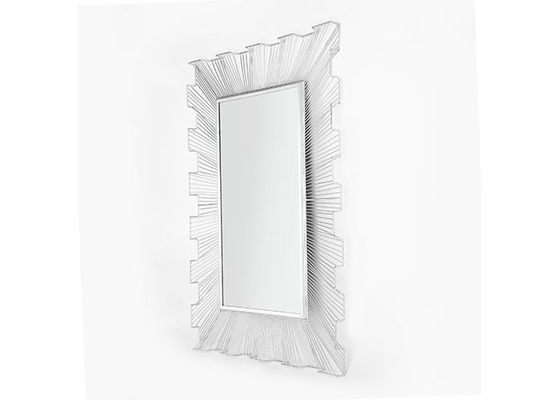Rectangle Framed Silver Concavo-Convex Modern Metal Wall Art Mirror For Home Decoration